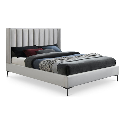 Nadia Velvet Upholstered Queen Bed in Cream