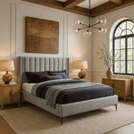 Nadia Velvet Upholstered Queen Bed in Cream