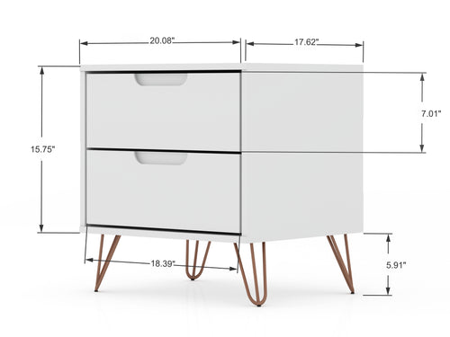 Rockefeller 20" Nightstand (2-Drawer) in White