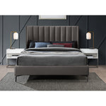 Nadia Velvet Upholstered Queen Bed in Grey