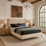 Nadia Velvet Upholstered Queen Bed in Pink