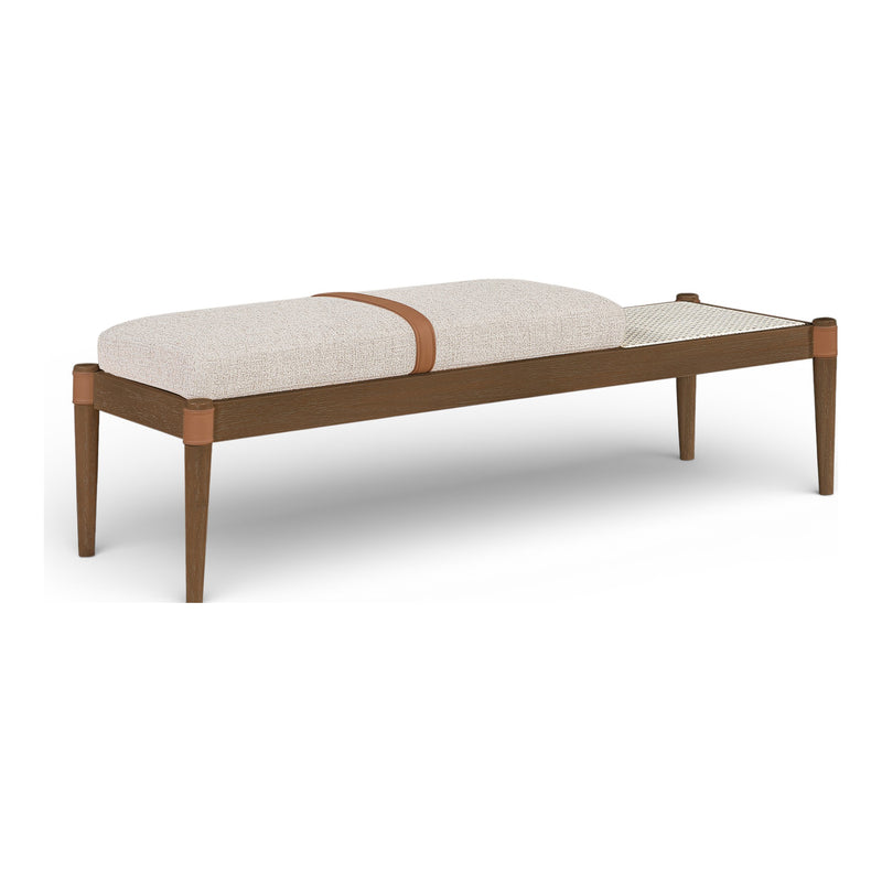 Nara Linen Textured Fabric Upholstered Bench in Beige