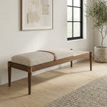 Nara Linen Textured Fabric Upholstered Bench in Beige