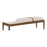 Nara Linen Textured Fabric Upholstered Bench in Beige