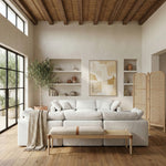 Nara Linen Textured Fabric Upholstered Bench in Beige