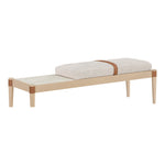 Nara Linen Textured Fabric Upholstered Bench in Beige