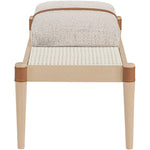 Nara Linen Textured Fabric Upholstered Bench in Beige