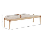 Nara Linen Textured Fabric Upholstered Bench in Beige