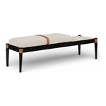 Nara Linen Textured Fabric Upholstered Bench in Beige