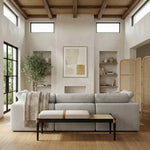 Nara Linen Textured Fabric Upholstered Bench in Beige