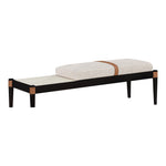 Nara Linen Textured Fabric Upholstered Bench in Beige