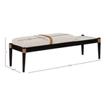 Nara Linen Textured Fabric Upholstered Bench in Beige