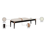 Nara Linen Textured Fabric Upholstered Bench in Beige