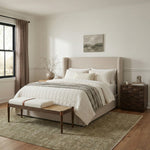 Nara Linen Textured Fabric Upholstered Bench in Cream