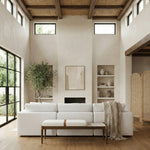 Nara Linen Textured Fabric Upholstered Bench in Cream