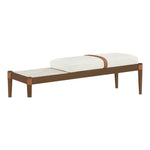 Nara Linen Textured Fabric Upholstered Bench in Cream
