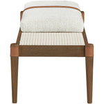 Nara Linen Textured Fabric Upholstered Bench in Cream