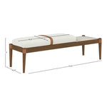 Nara Linen Textured Fabric Upholstered Bench in Cream