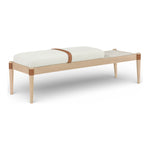 Nara Linen Textured Fabric Upholstered Bench in Cream