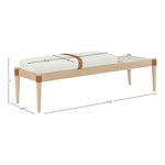 Nara Linen Textured Fabric Upholstered Bench in Cream