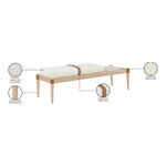 Nara Linen Textured Fabric Upholstered Bench in Cream