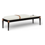 Nara Linen Textured Fabric Upholstered Bench in Cream