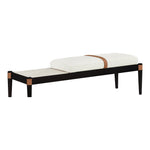 Nara Linen Textured Fabric Upholstered Bench in Cream