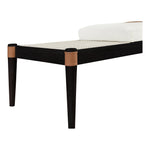 Nara Linen Textured Fabric Upholstered Bench in Cream