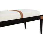 Nara Linen Textured Fabric Upholstered Bench in Cream