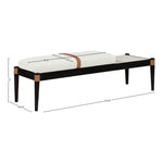 Nara Linen Textured Fabric Upholstered Bench in Cream