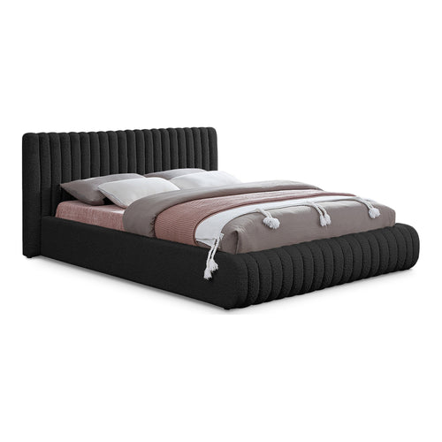 Nash Boucle Fabric Upholstered King Bed in Black