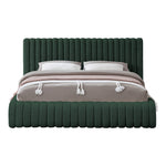 Nash Boucle Fabric Upholstered King Bed in Green
