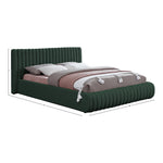 Nash Boucle Fabric Upholstered King Bed in Green