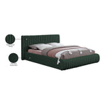 Nash Boucle Fabric Upholstered King Bed in Green