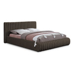 Nash Boucle Fabric Upholstered Queen Bed in Brown