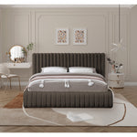 Nash Boucle Fabric Upholstered Queen Bed in Brown