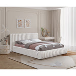 Nash Boucle Fabric Upholstered Queen Bed in Cream