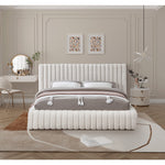 Nash Boucle Fabric Upholstered Queen Bed in Cream