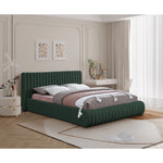 Nash Boucle Fabric Upholstered Queen Bed in Green