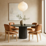 Navo Vegan Leather Upholstered Dining Chair in Cognac