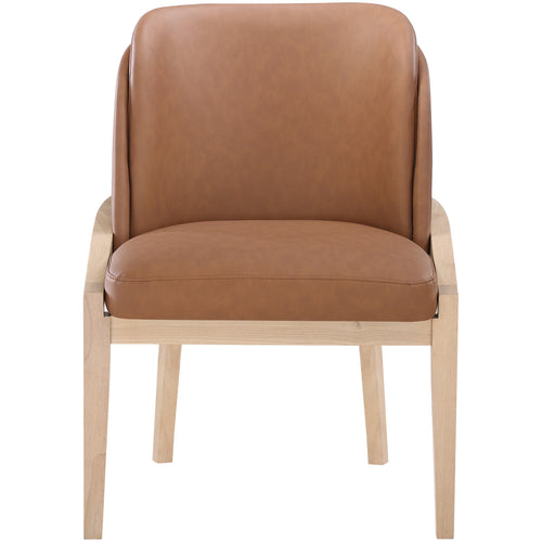 Navo Vegan Leather Upholstered Dining Chair in Cognac