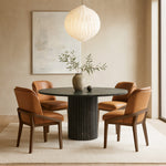 Navo Vegan Leather Upholstered Dining Chair in Cognac