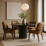 Navo Vegan Leather Upholstered Dining Chair in Brown