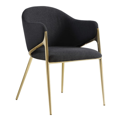 Nial Boucle Fabric Upholstered Dining Chair in Black