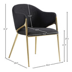 Nial Boucle Fabric Upholstered Dining Chair in Black