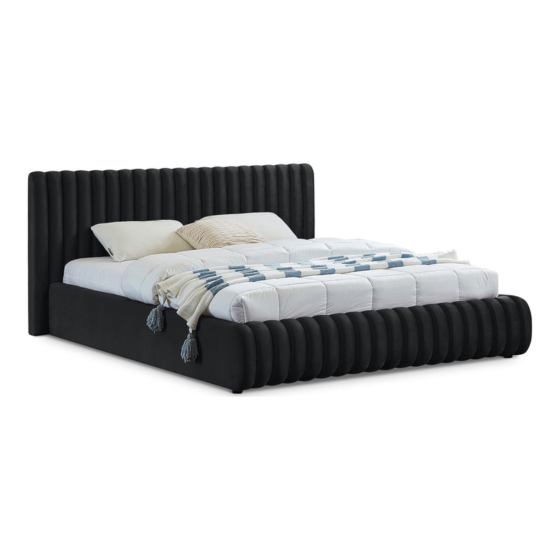 Nico Velvet Upholstered King Bed in Black