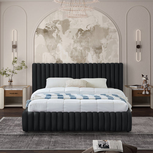Nico Velvet Upholstered King Bed in Black