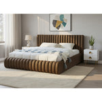 Nico Velvet Upholstered King Bed in Brown