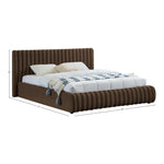 Nico Velvet Upholstered King Bed in Brown