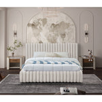Nico Velvet Upholstered King Bed in Cream
